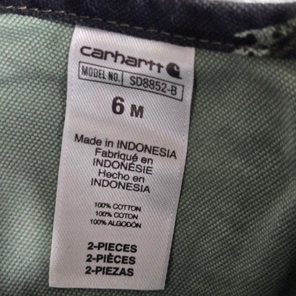 Carhartt Bodysuit Overalls Set Kids 6M Orange Camo Excellent SD8852-B 2pc - Picture 6 of 6